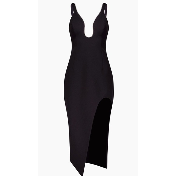 Bcbgmaxazria Embellished Cut Out Sleeveless Asymmetrical Bodycon Midi Dress NEW - Picture 7 of 15
